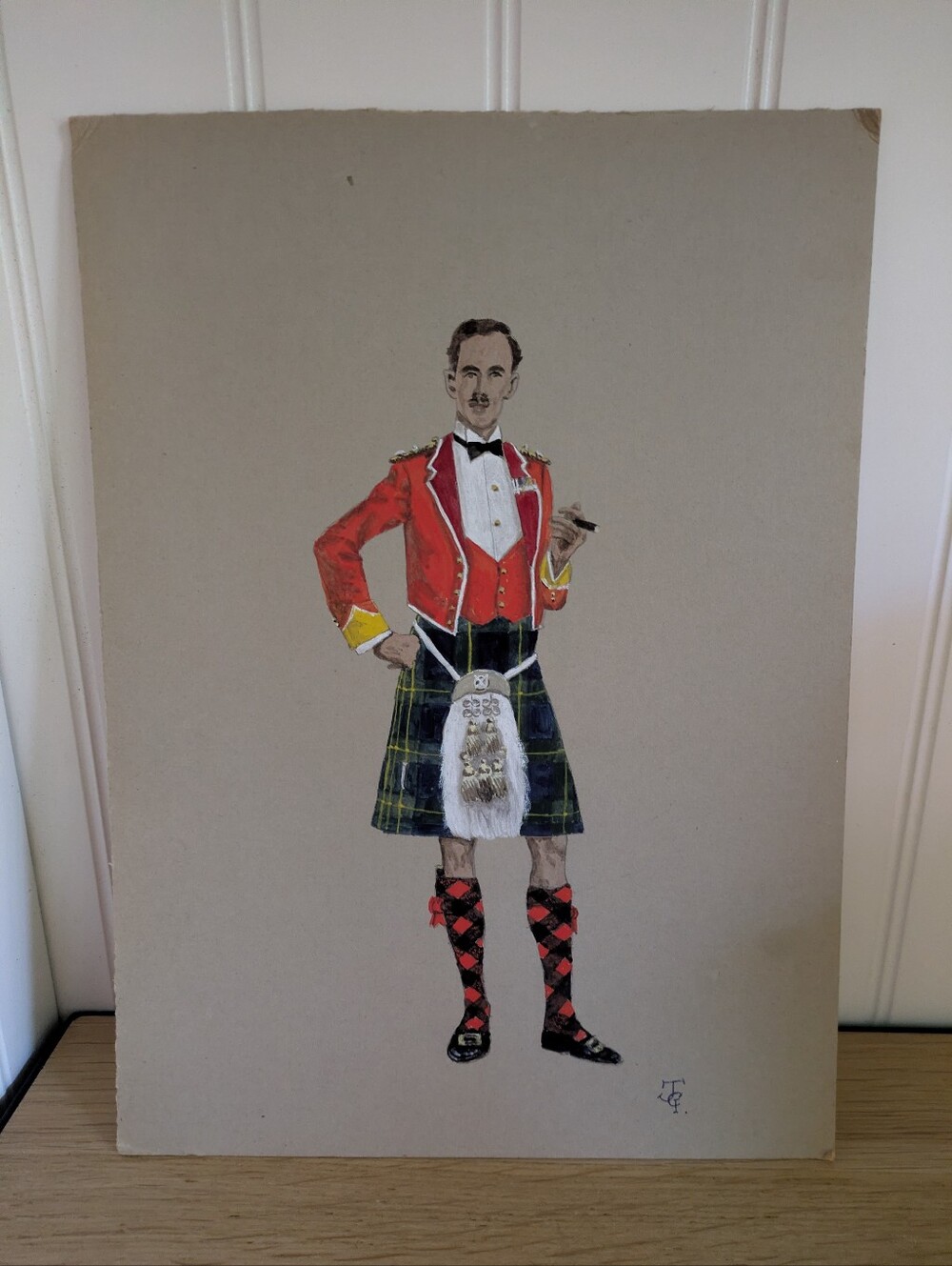 1939 Lieutenant Colonel Gordon Highlanders Officer Mess Dress Original Painting